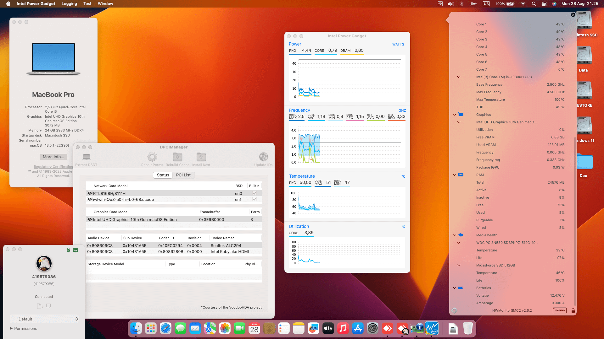 Success Hackintosh macOS Ventura 13.5.1 Build 22G90 in Asus ROG Strix G15 G512LI-I565B6T